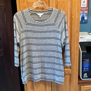 Market & Spruce Gray sweater, with blue and white thin stripes 1X